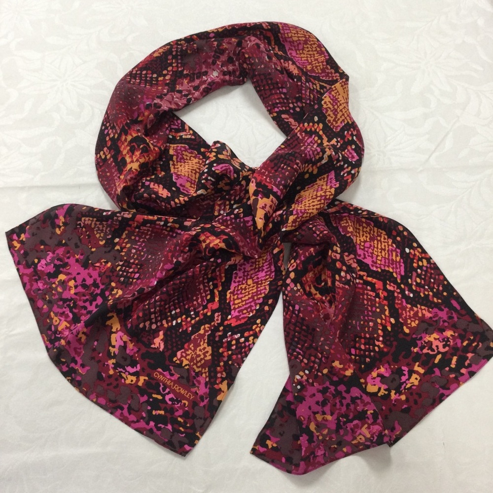 100%silk Cynthia Rowley Pink and Orange Snakeskin Scarf